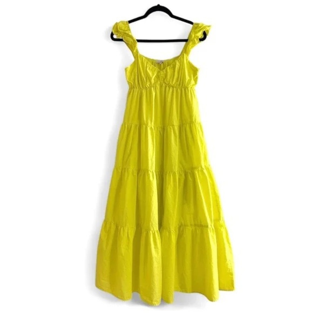 Skies Are Blue Lemon Tiered Maxi Dress